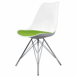 Fusion Living Soho White And Green Plastic Dining Chair With Chrome Metal Legs