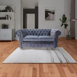 Chesterfield 2 Seater Sofa Malta Grey Blue Piping Velvet Fabric In Classic Style - thumbnail 5