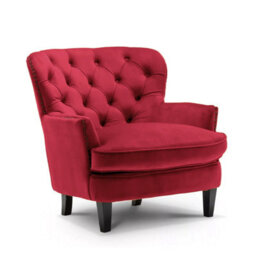 Velvet Scarlet Red Buttoned Ava Accent Chair - thumbnail 2