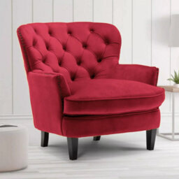 Velvet Scarlet Red Buttoned Ava Accent Chair - thumbnail 1
