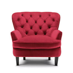 Velvet Scarlet Red Buttoned Ava Accent Chair - thumbnail 3