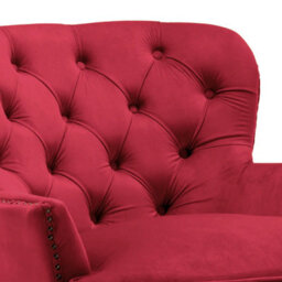 Velvet Scarlet Red Buttoned Ava Accent Chair - thumbnail 5