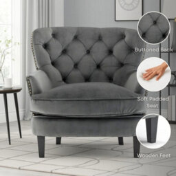 Velvet Scarlet Red Buttoned Ava Accent Chair - thumbnail 8