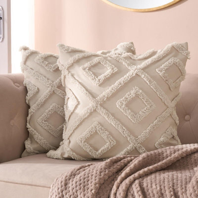 Ohs 2 X Tufted Geo Cushion Cover Luxury Modern - Stone - image 1
