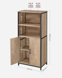 Songmics Vasagle Freestanding Storage Cabinet, Open Shelf Bookcase, Steel Frame Cupboard, Home Office Organizer, Toasted Oak And Black - thumbnail 2