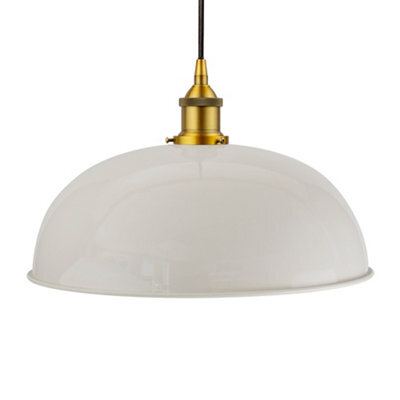 Pale Grey Worcester Painted Dome Pendant Light With Antique Gold Lamp Holder And Black Round Cable - Se Home - image 1