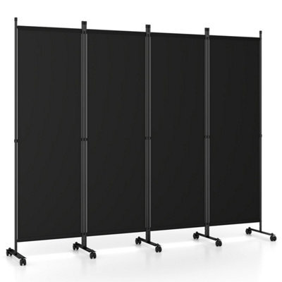 Black 4 Panel Room Divider Black 173 Cm Privacy Screen - image 1