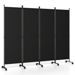 Black 4 Panel Room Divider Black 173 Cm Privacy Screen - thumbnail 1