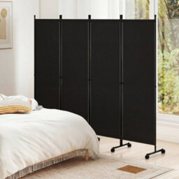 Black 4 Panel Room Divider Black 173 Cm Privacy Screen - thumbnail 3
