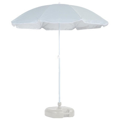 Harbour Housewares Metal Beach Parasol & Base Set - 1.74 X 1.93M - Grey/white - image 1