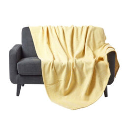Homescapes Cotton Halden Chevron Yellow Throw, 150 X 200 Cm