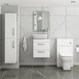 Royal Bathrooms 500mm Wall Hung Vanity Unit 2 Drawer Gloss White & Elva Countertop Basin - thumbnail 2