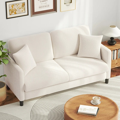 148Cm Comfy Teddy Fleece Love Seat Couch, Tool-Free Setup