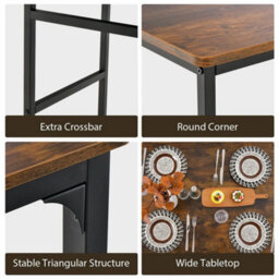 4 Pcs Dining Table Set With 2 Chairs And Bench Black Metal - thumbnail 4