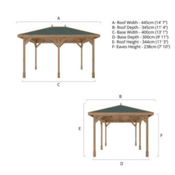 Waltons 3M X 4M Traditional Gazebo Pressure Treated Wooden Garden Shelter - thumbnail 8