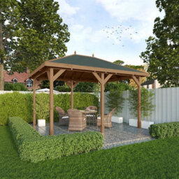 Waltons 3M X 4M Traditional Gazebo Pressure Treated Wooden Garden Shelter - thumbnail 1