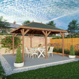 Waltons 3M X 4M Traditional Gazebo Pressure Treated Wooden Garden Shelter - thumbnail 2
