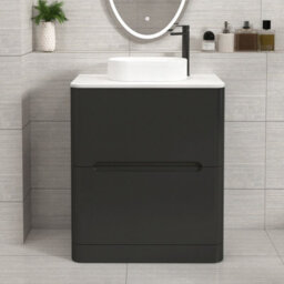 Royal Bathrooms Venice 700mm Matt Nocturne Black Freestanding Bathroom Countertop Vanity Unit 2 Drawer With Lyon Basin - thumbnail 1