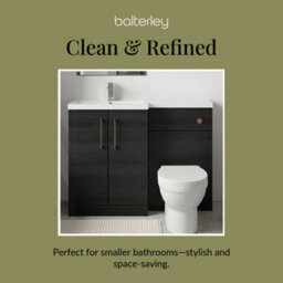 Balterley Left-Hand Bathroom Vanity And Wc Unit Combination With Basin - 1100mm - Woodgrain Black With Copper Handles - thumbnail 7