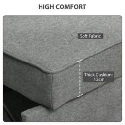 Homcom 2 Seater Sofa Bed Click Clack Pull Out Sofa Bed For Living Room Grey - thumbnail 6