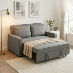 Homcom 2 Seater Sofa Bed Click Clack Pull Out Sofa Bed For Living Room Grey - thumbnail 7
