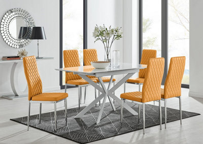 Furniturebox Uk Lira 120 Extending Dining Table And 6 Mustard Milan Chairs - image 1