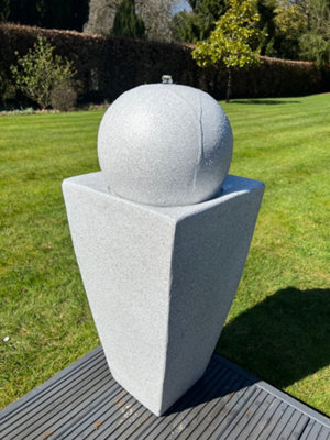 All Pond Solutions Outdoor Self Contained Round Ball On Vase Feature With Led Lights In Full White - Solar Panel 84X33X33 - image 1