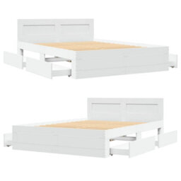 Berkfield Bed Frame With Headboard Without Mattress White 120X190 Cm Small Double - thumbnail 8