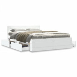 Berkfield Bed Frame With Headboard Without Mattress White 120X190 Cm Small Double - thumbnail 4