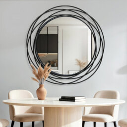 Artloge 80Cm Round Wall Mirror Large Black Circle Mirror With Orbital Design Metal Frame - thumbnail 8