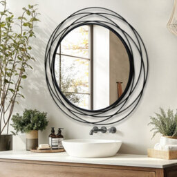 Artloge 80Cm Round Wall Mirror Large Black Circle Mirror With Orbital Design Metal Frame - thumbnail 9
