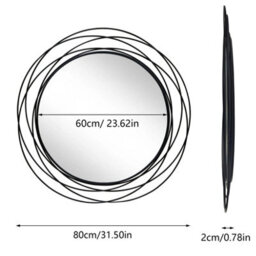 Artloge 80Cm Round Wall Mirror Large Black Circle Mirror With Orbital Design Metal Frame - thumbnail 2