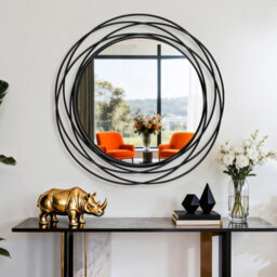 Artloge 80Cm Round Wall Mirror Large Black Circle Mirror With Orbital Design Metal Frame - thumbnail 6