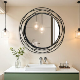 Artloge 80Cm Round Wall Mirror Large Black Circle Mirror With Orbital Design Metal Frame - thumbnail 7
