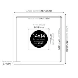 "14X14"" White Picture Frame - 14X14"" Square Frame With 10X10"" Mount For 14X14""/10X10"" Pictures Classic Style Wall Art, 1 Pack" - thumbnail 2