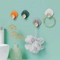 4 Pack Multicolored Adhesive Wall Hooks In Shapes, Self-Adhesive Hooks For Bathroom And Kitchen, Coat Rack - thumbnail 4