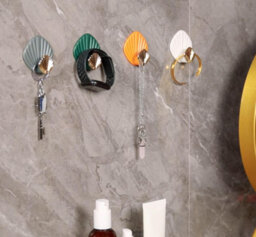 4 Pack Multicolored Adhesive Wall Hooks In Shapes, Self-Adhesive Hooks For Bathroom And Kitchen, Coat Rack - thumbnail 3