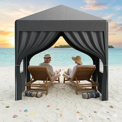 Pop Up Gazebo, Heavy Duty Garden Party Tent Canopy, Grey, 2M X 2M, 4 Side Panels - image 1