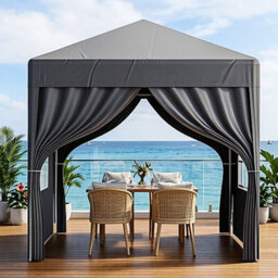 Pop Up Gazebo, Heavy Duty Garden Party Tent Canopy, Grey, 2M X 2M, 4 Side Panels - thumbnail 3