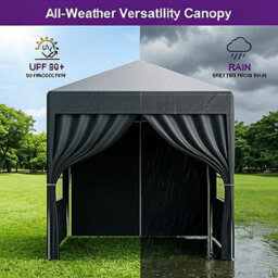 Pop Up Gazebo, Heavy Duty Garden Party Tent Canopy, Grey, 2M X 2M, 4 Side Panels - thumbnail 5
