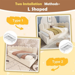 Abrihome Velvet Ottoman Daybed (90X190Cm), 3Ft Single Sofa Bed With Hydraulic Storage & Metal Slat Frame, No Mattress, Beige - thumbnail 3