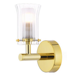 DAR Elba Bathroom Wall Light Polished Gold And Glass Ip44 - thumbnail 3