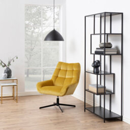 Furniture To Go Seaford Tall Black Metal Bookcase With 5 Black Shelves - thumbnail 4