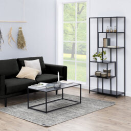 Furniture To Go Seaford Tall Black Metal Bookcase With 5 Black Shelves - thumbnail 5