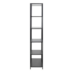 Furniture To Go Seaford Tall Black Metal Bookcase With 5 Black Shelves - thumbnail 3