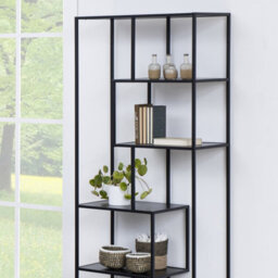 Furniture To Go Seaford Tall Black Metal Bookcase With 5 Black Shelves - thumbnail 6