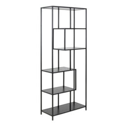 Furniture To Go Seaford Tall Black Metal Bookcase With 5 Black Shelves