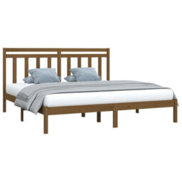 Berkfield Bed Frame Honey Brown Solid Wood 200X200 Cm - thumbnail 3