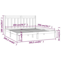 Berkfield Bed Frame Honey Brown Solid Wood 200X200 Cm - thumbnail 6