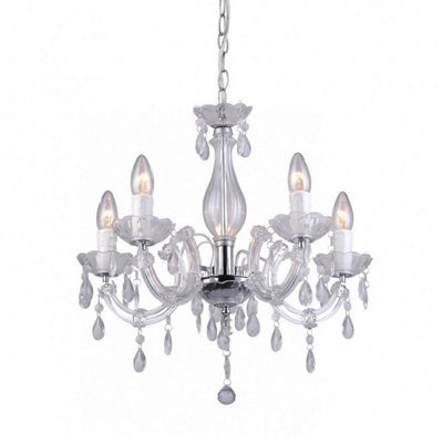 Luminosa Lighting Luminosa Magnolia Multi Arm Chandelier, Transparent, 5X E14